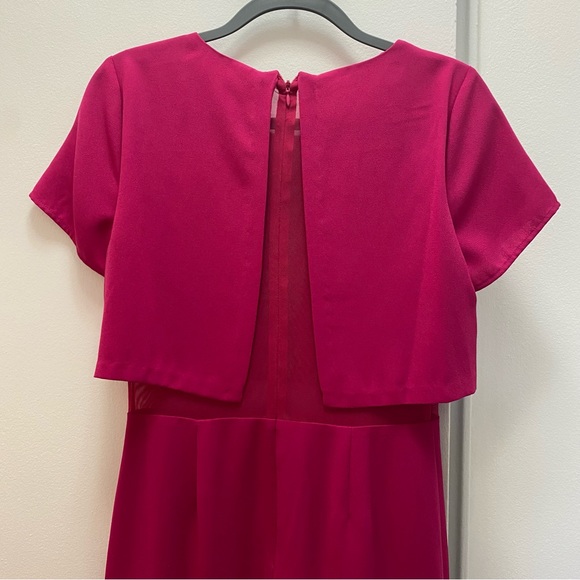 Pink cocktail dress with turquoise detailing - Picture 5 of 6